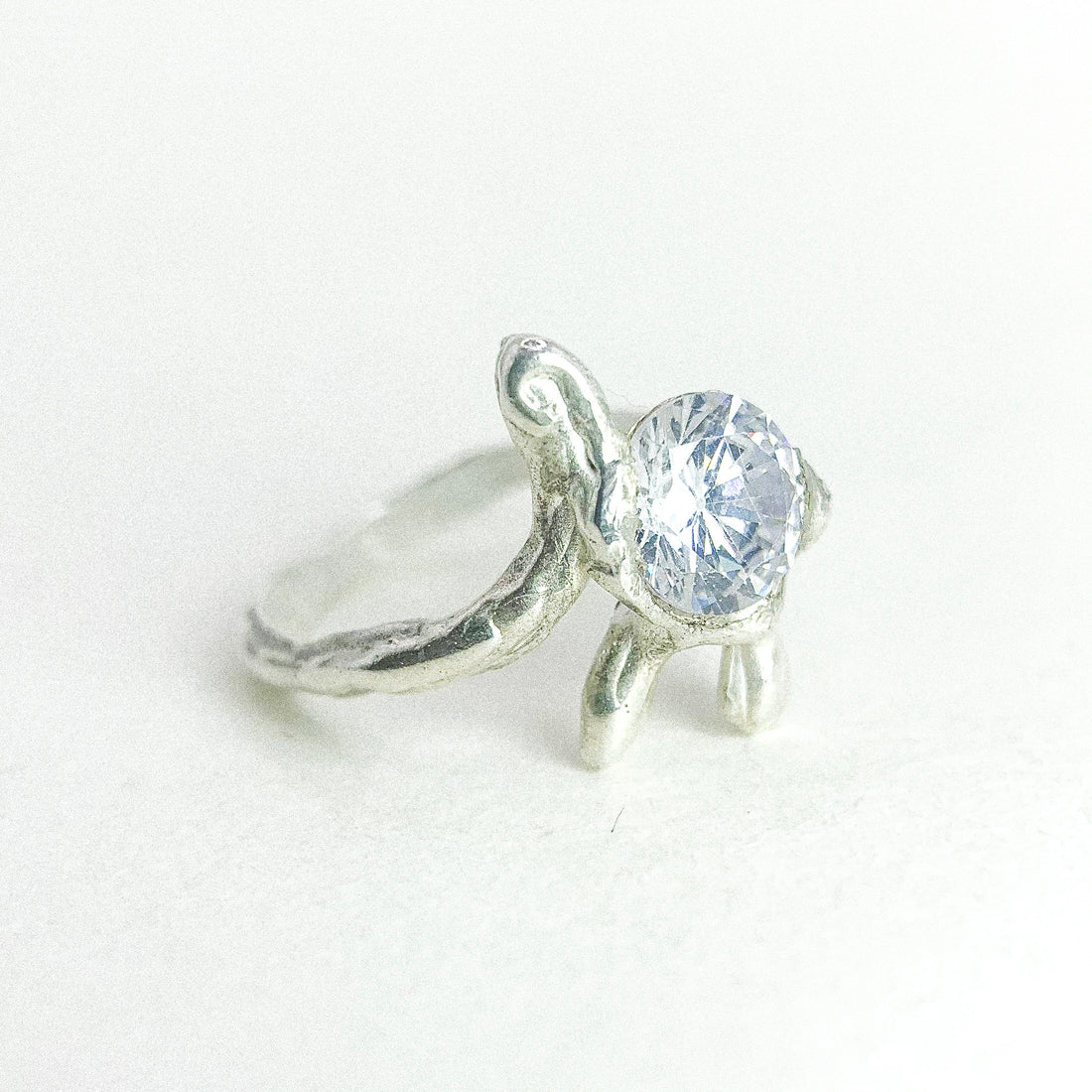 Big Moissanite Silver Ring