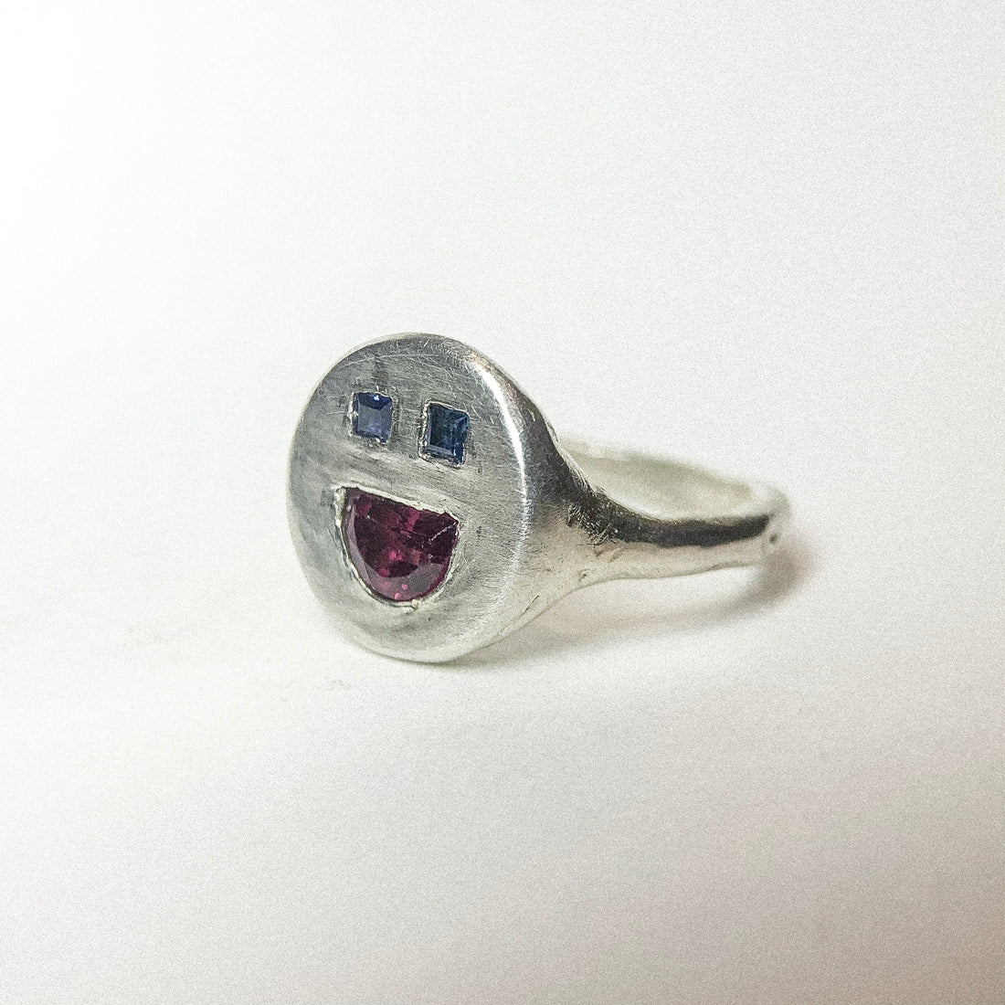 Pixel Smile Silver Ring