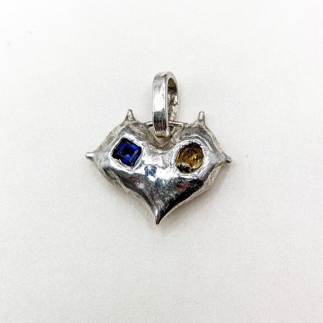Saphire With Citrine Heart Silver Pendant