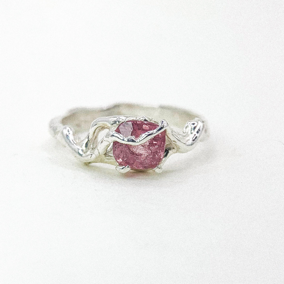 Pink Spinel Silver Ring