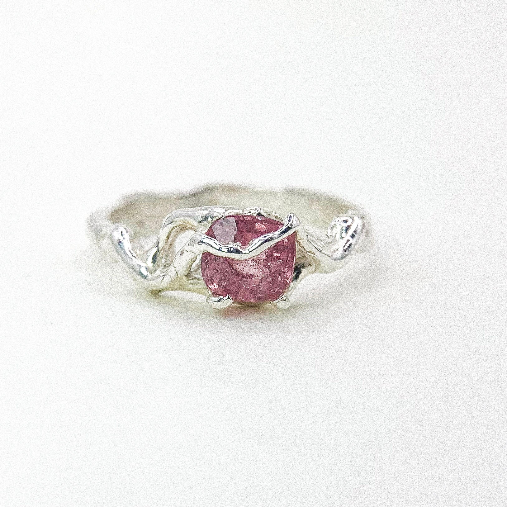 Pink Spinel Silver Ring