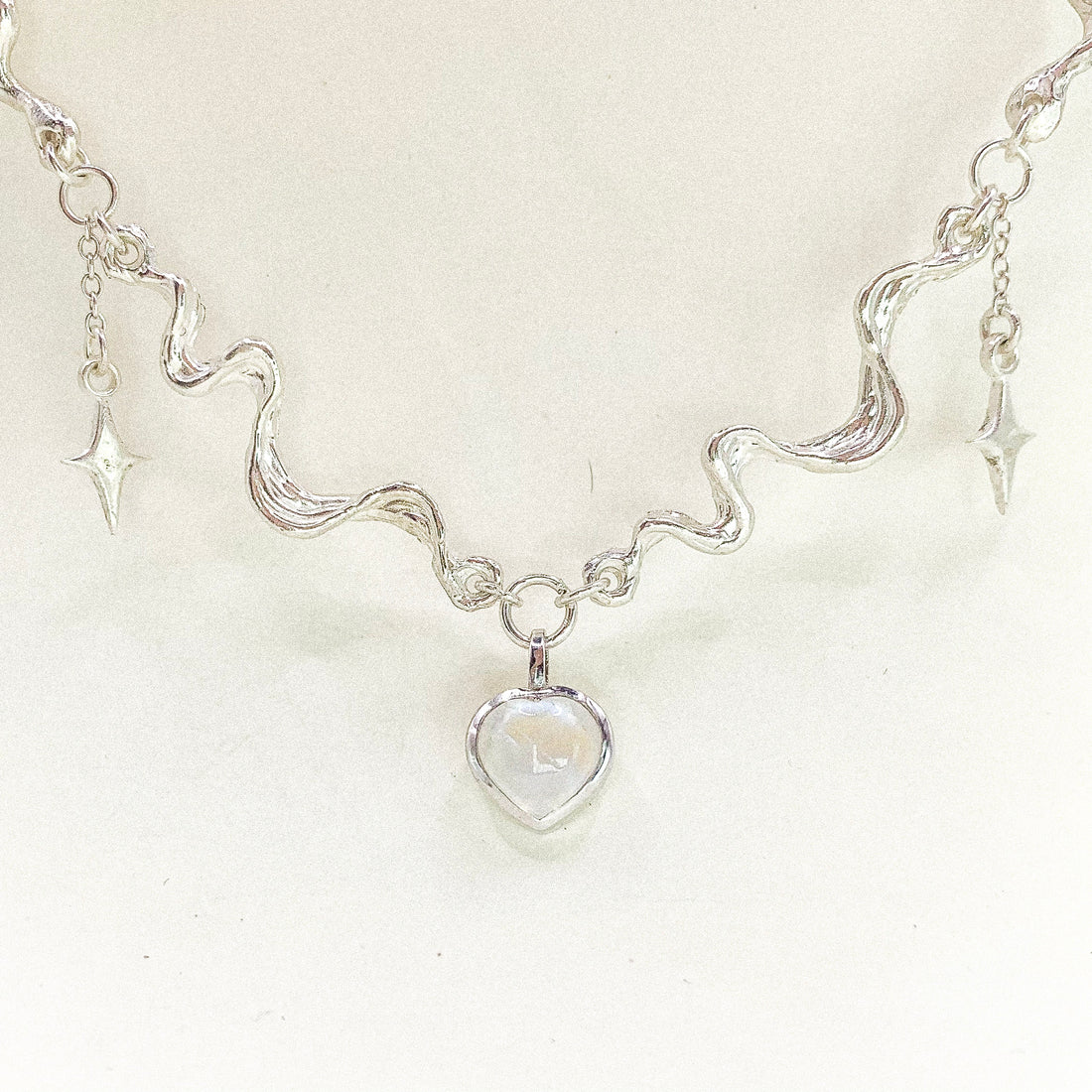 Moonstone Heart Silver Necklace