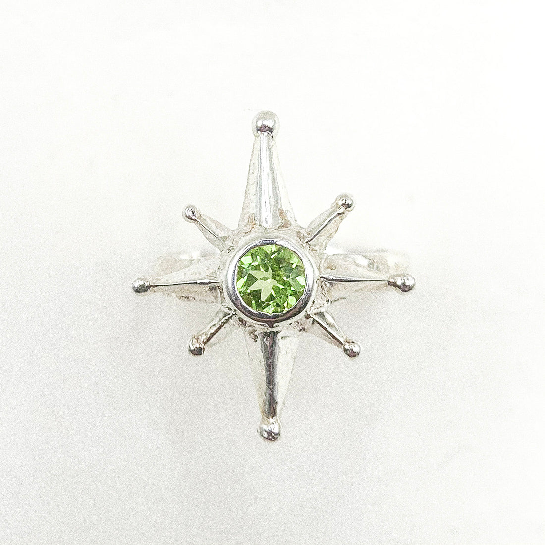North Star Peridot Silver Ring