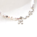 Multi Pearl Drop Flower Silver Necklace — detail view
