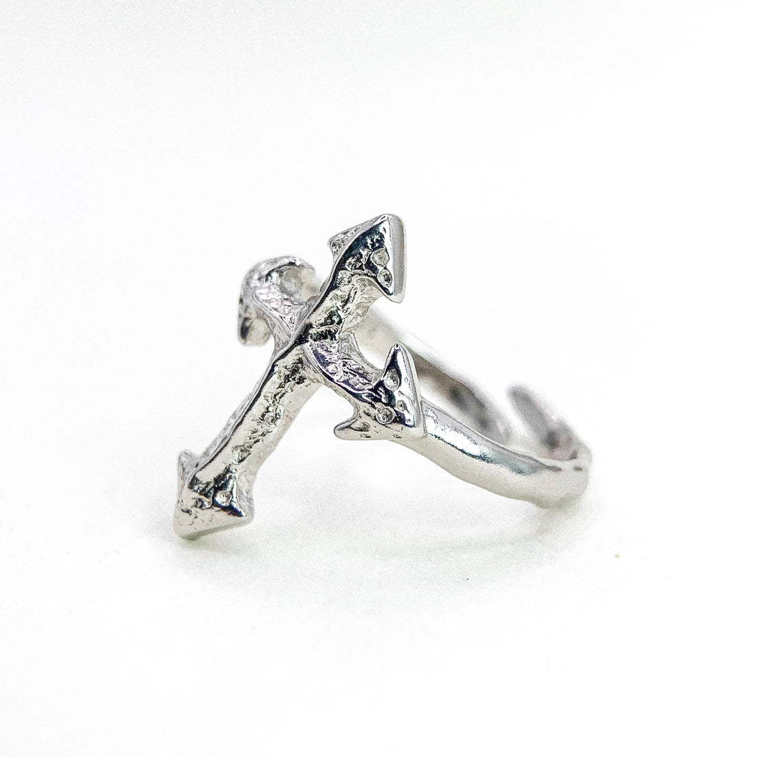 Open Cross Silver Ring