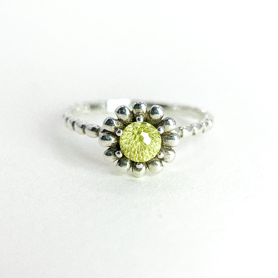 Sunflower Dotline Silver Ring