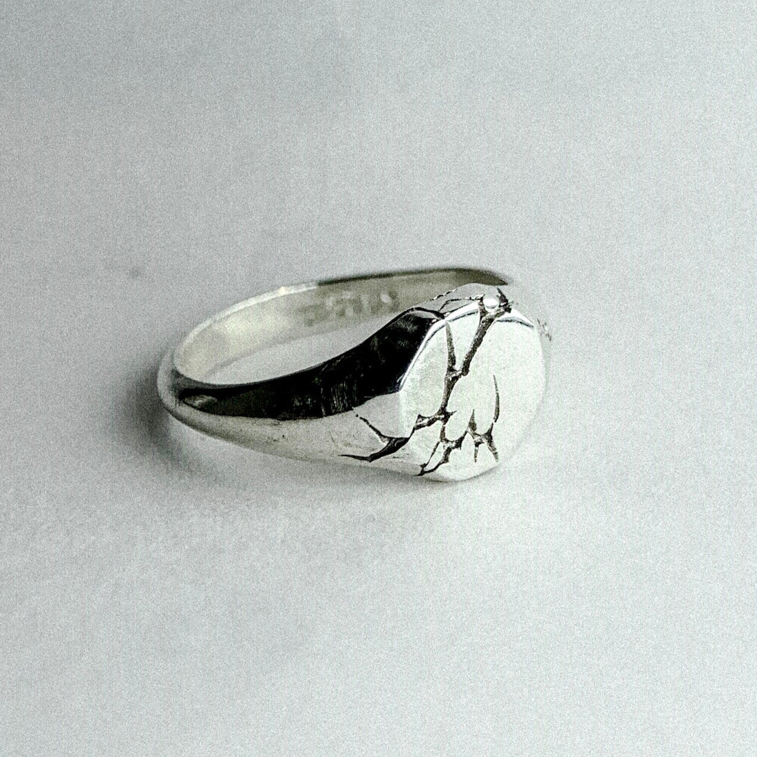 Hexagon Signet Silver With Crack