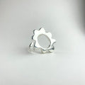 Open Oval Flower Silver Ring — detail view