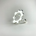 Open Oval Flower Silver Ring — detail view