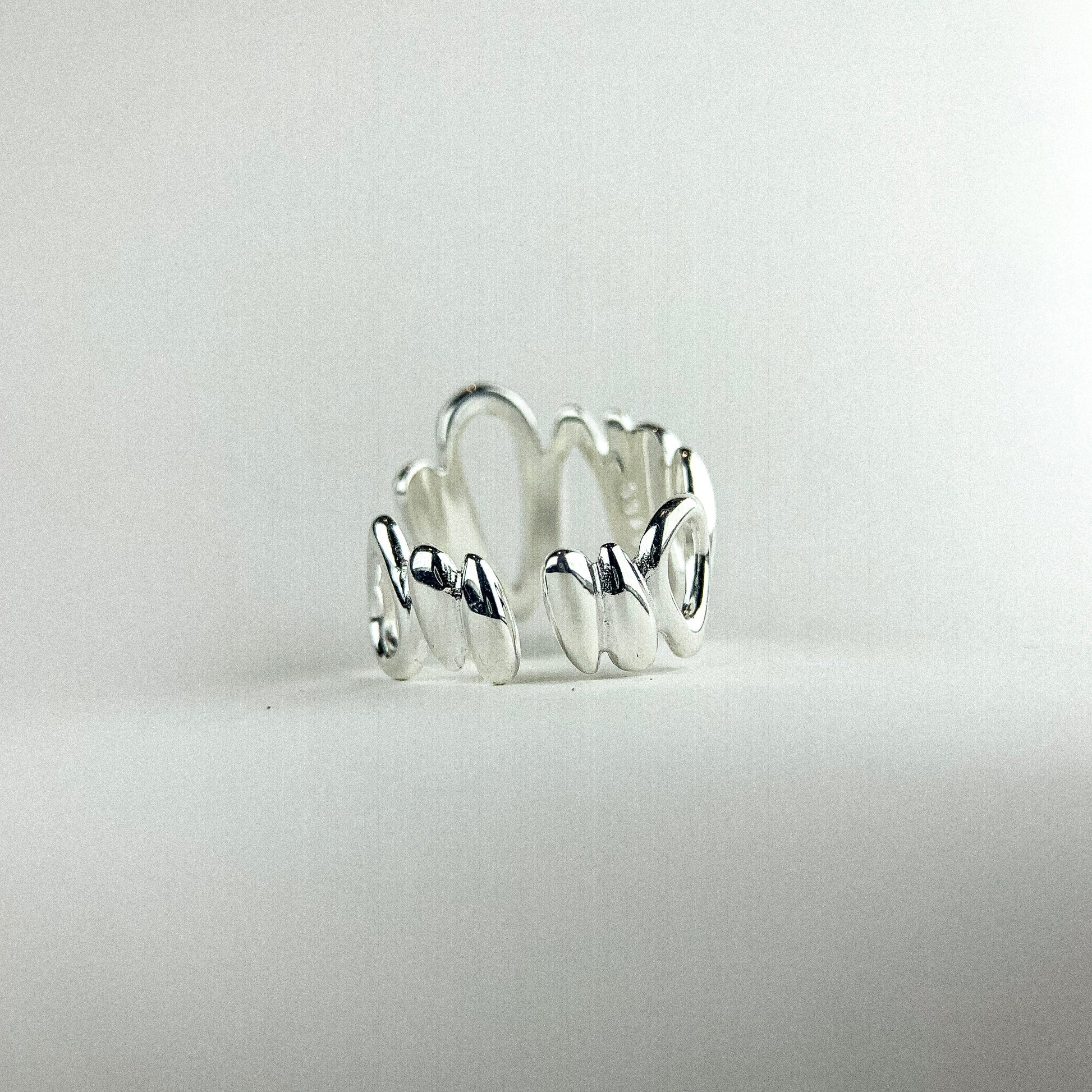 Sunflower Seed Silver Ring — detail view