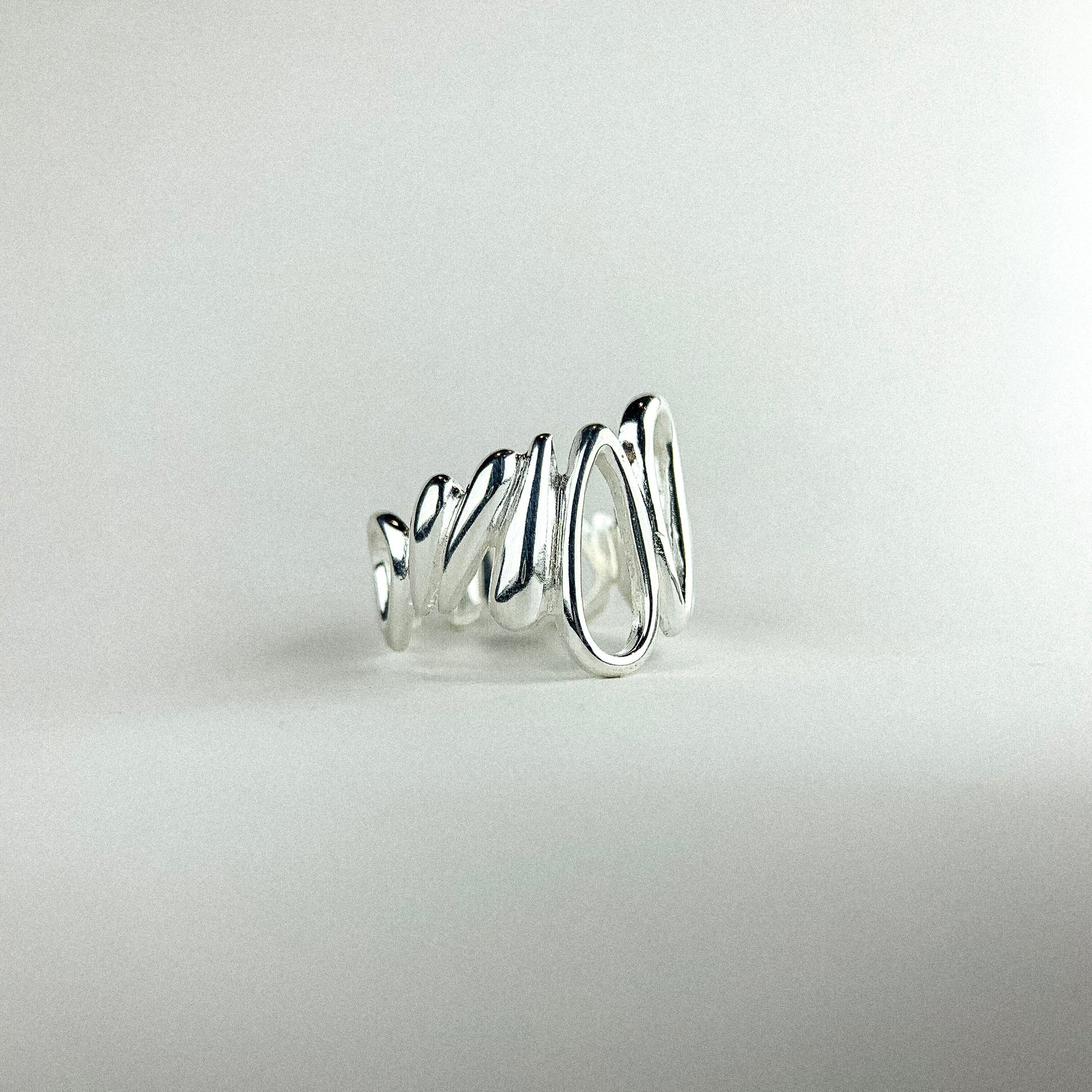 Sunflower Seed Silver Ring — detail view