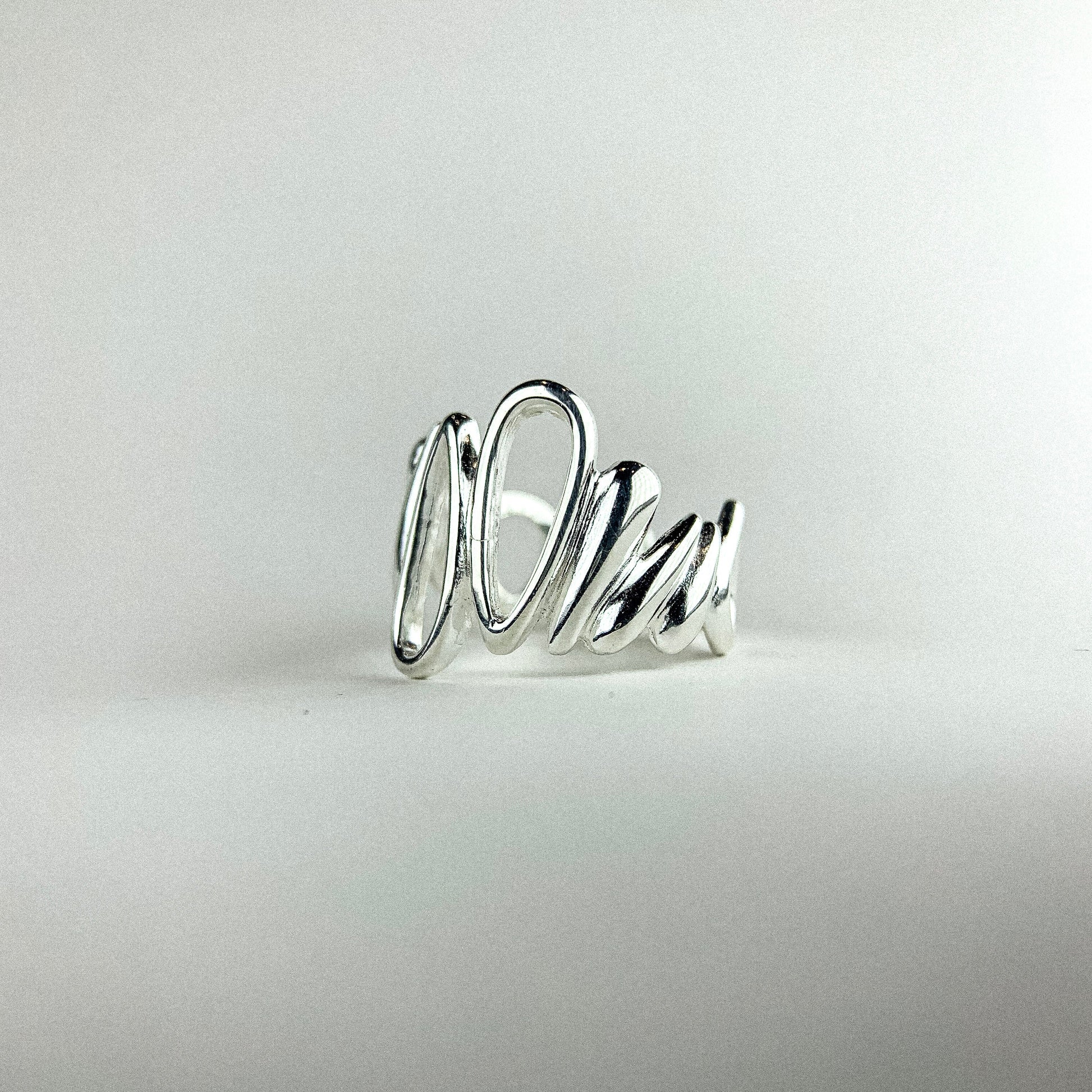 Sunflower Seed Silver Ring — detail view