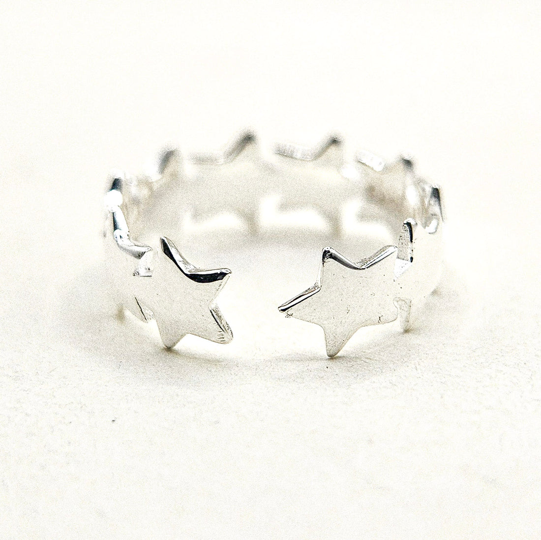 OPEN MULTI STAR SILVER RING