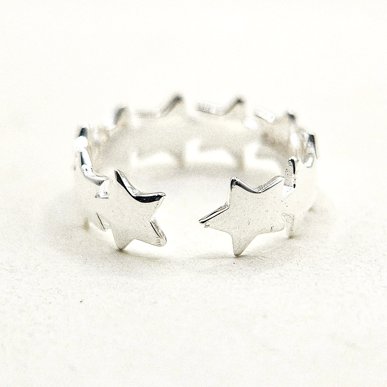 Open Multi Star Silver Ring — detail view