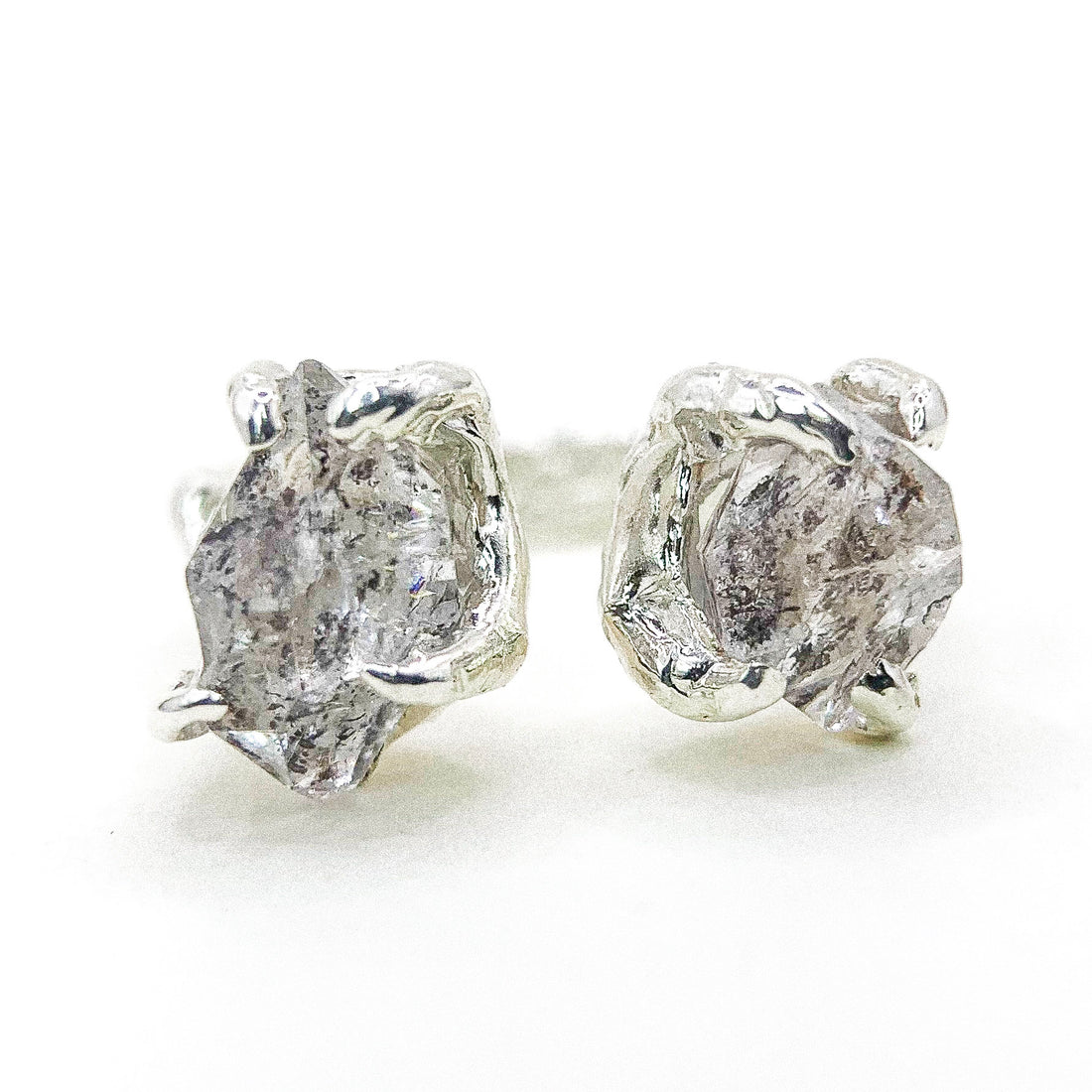 Double Herkimer Open Silver Ring