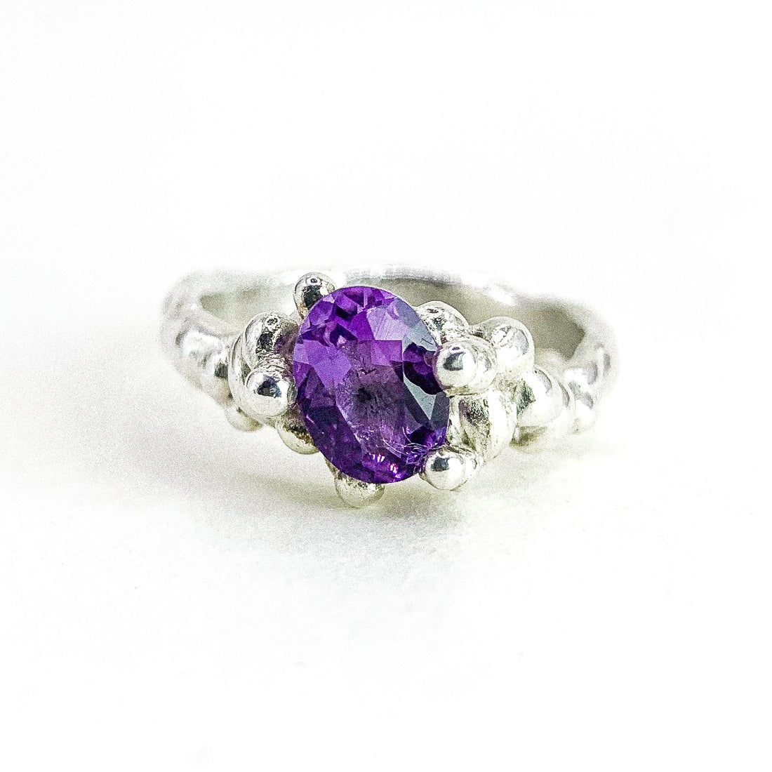 Amethyst Grapling Silver Ring