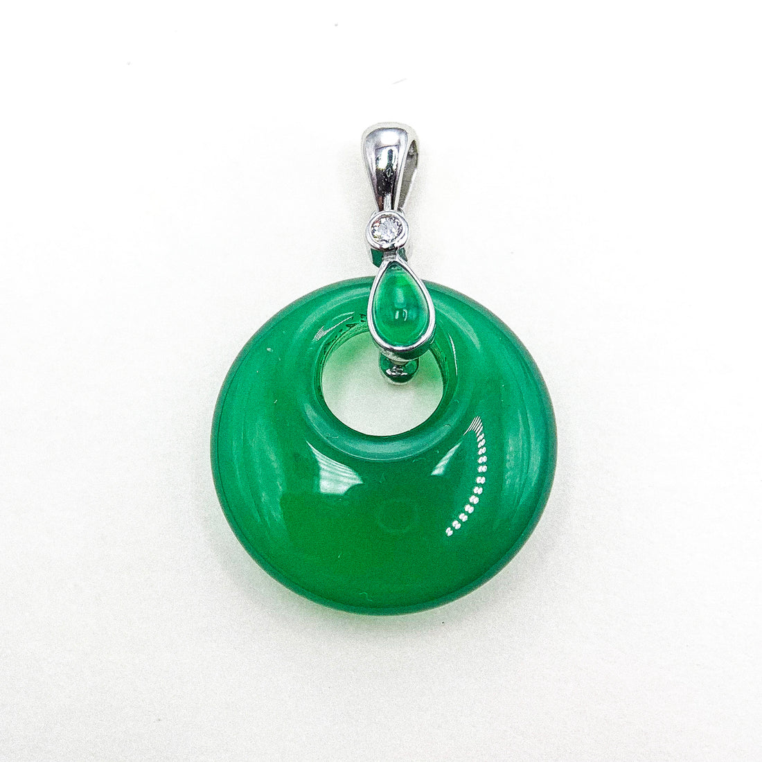 Green Jade Drop Jade Silver Pendant