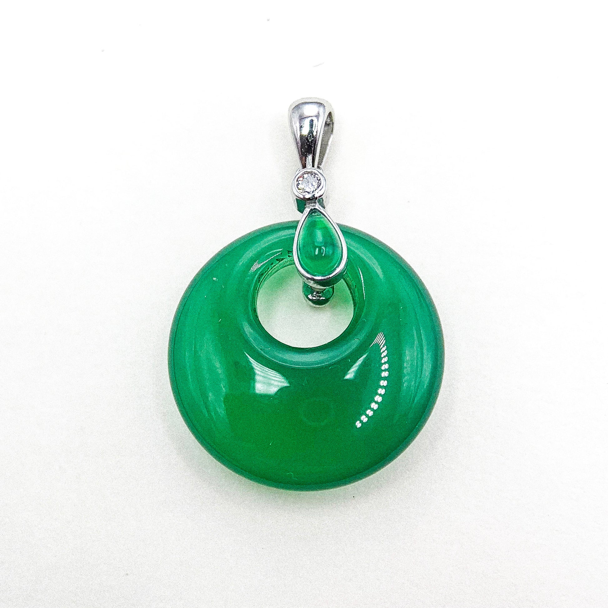 Green Jade Drop Jade Silver Pendant