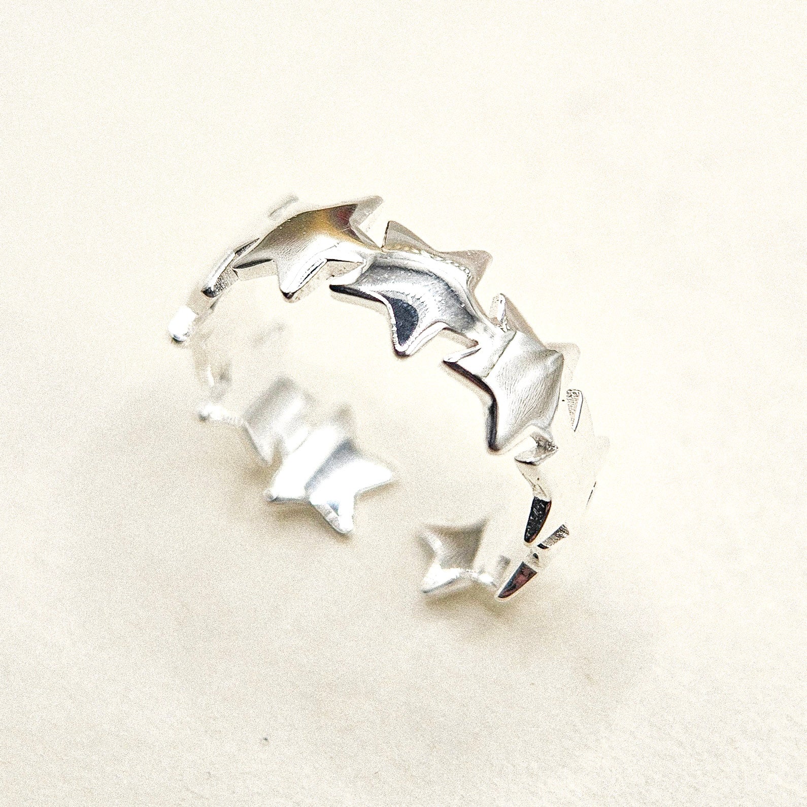 Open Multi Star Silver Ring — detail view