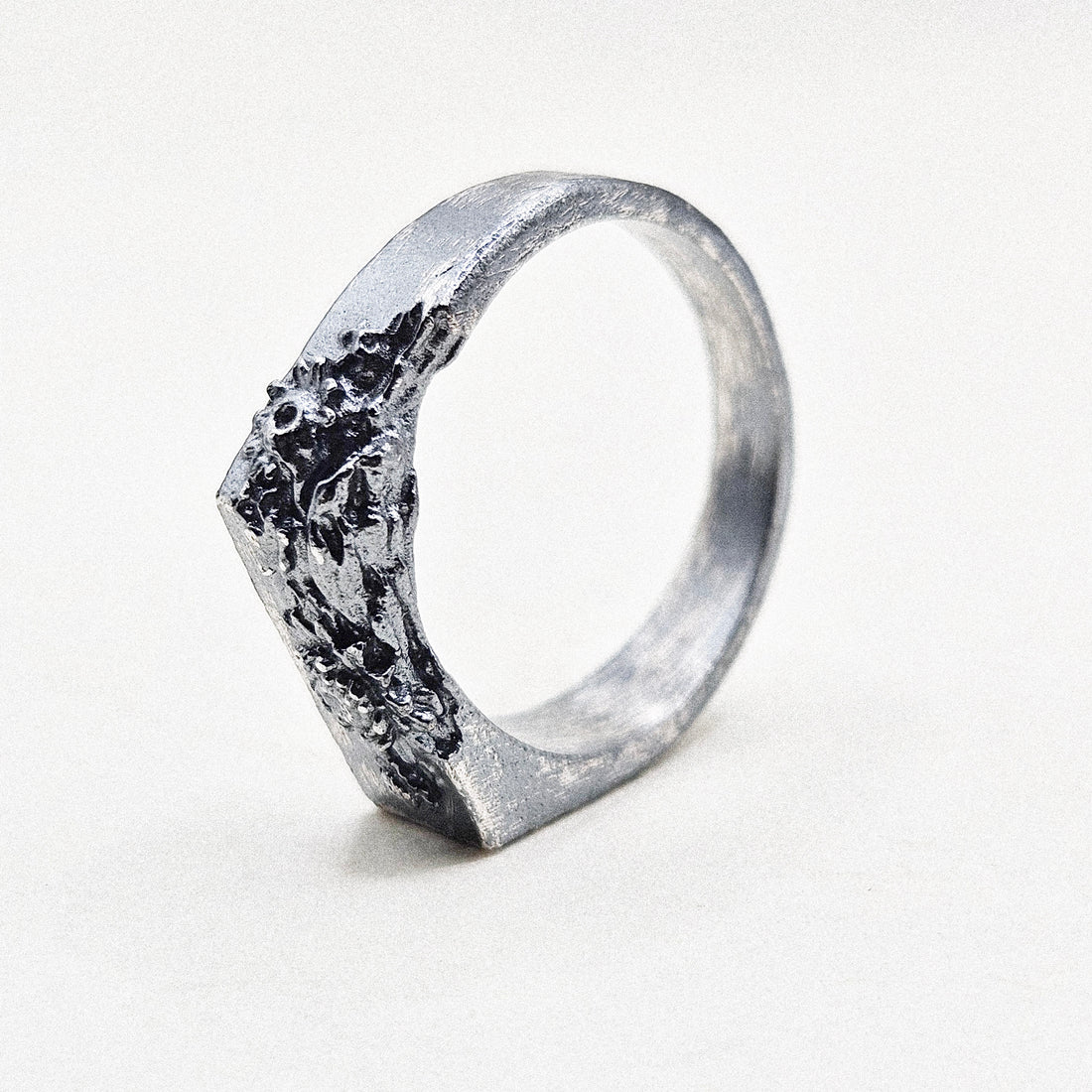 Brutalist Bloom Silver Ring