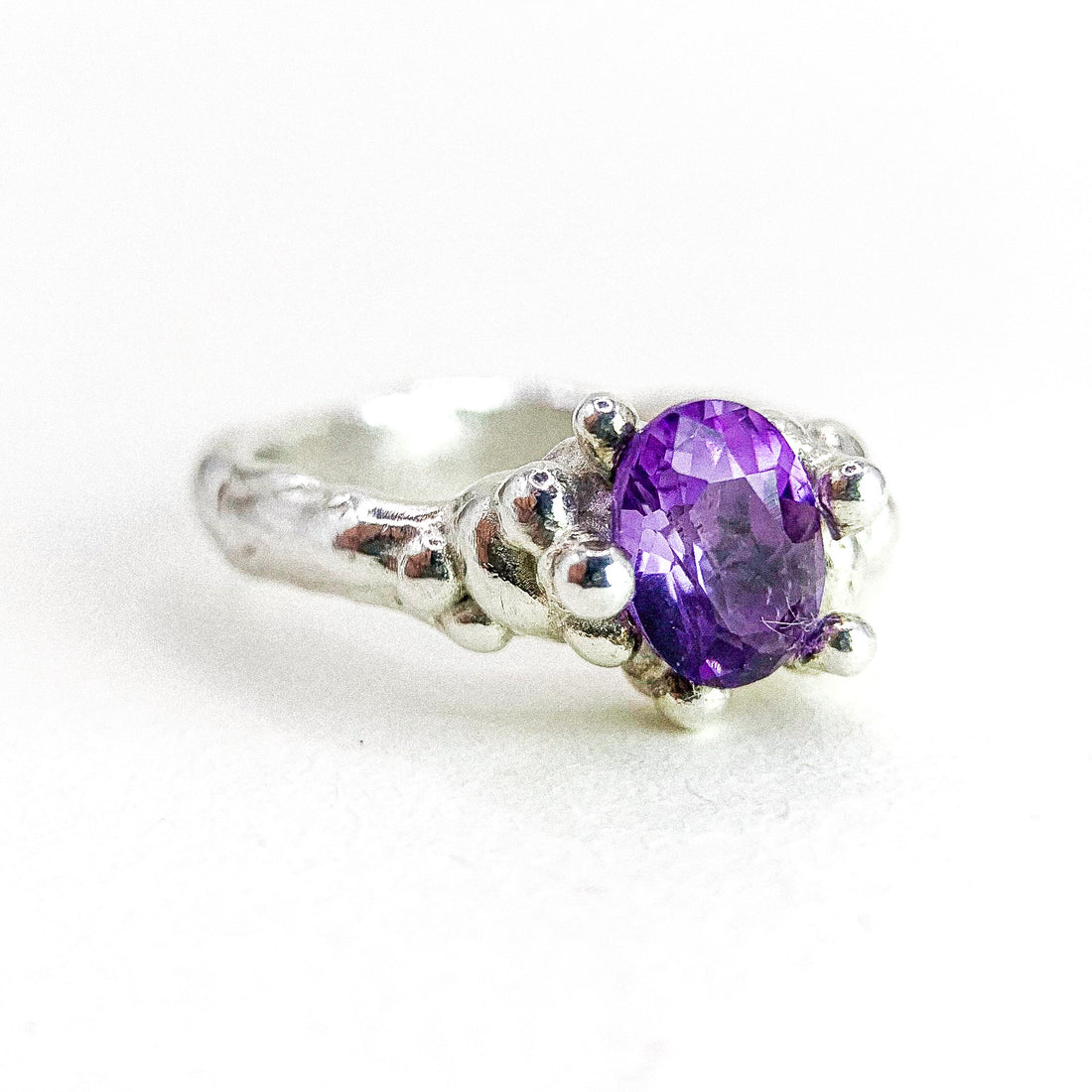 Amethyst Grapling Silver Ring
