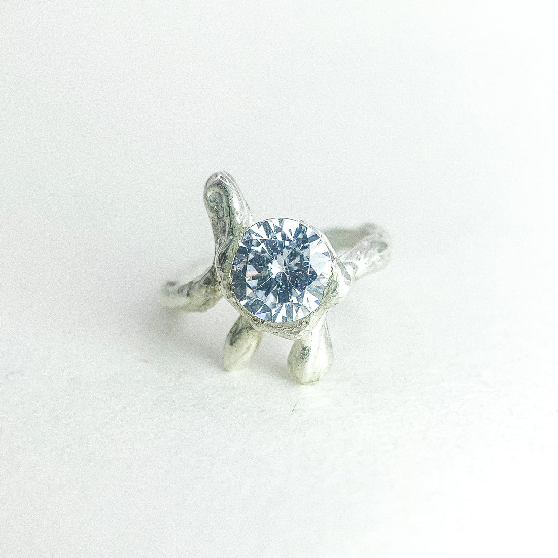 Big Moissanite Silver Ring
