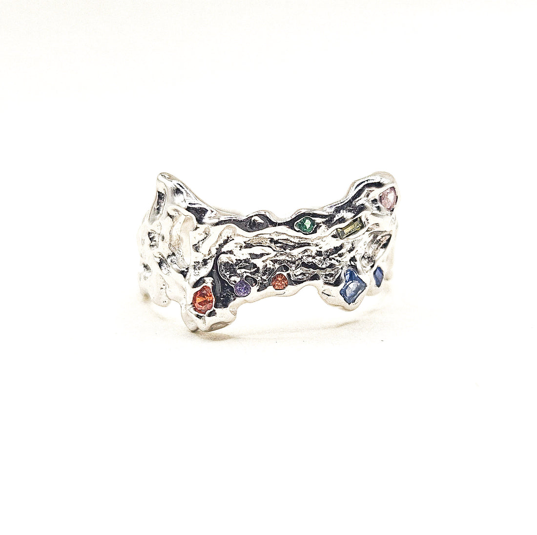 Multi Tiny Gem Silver Ring