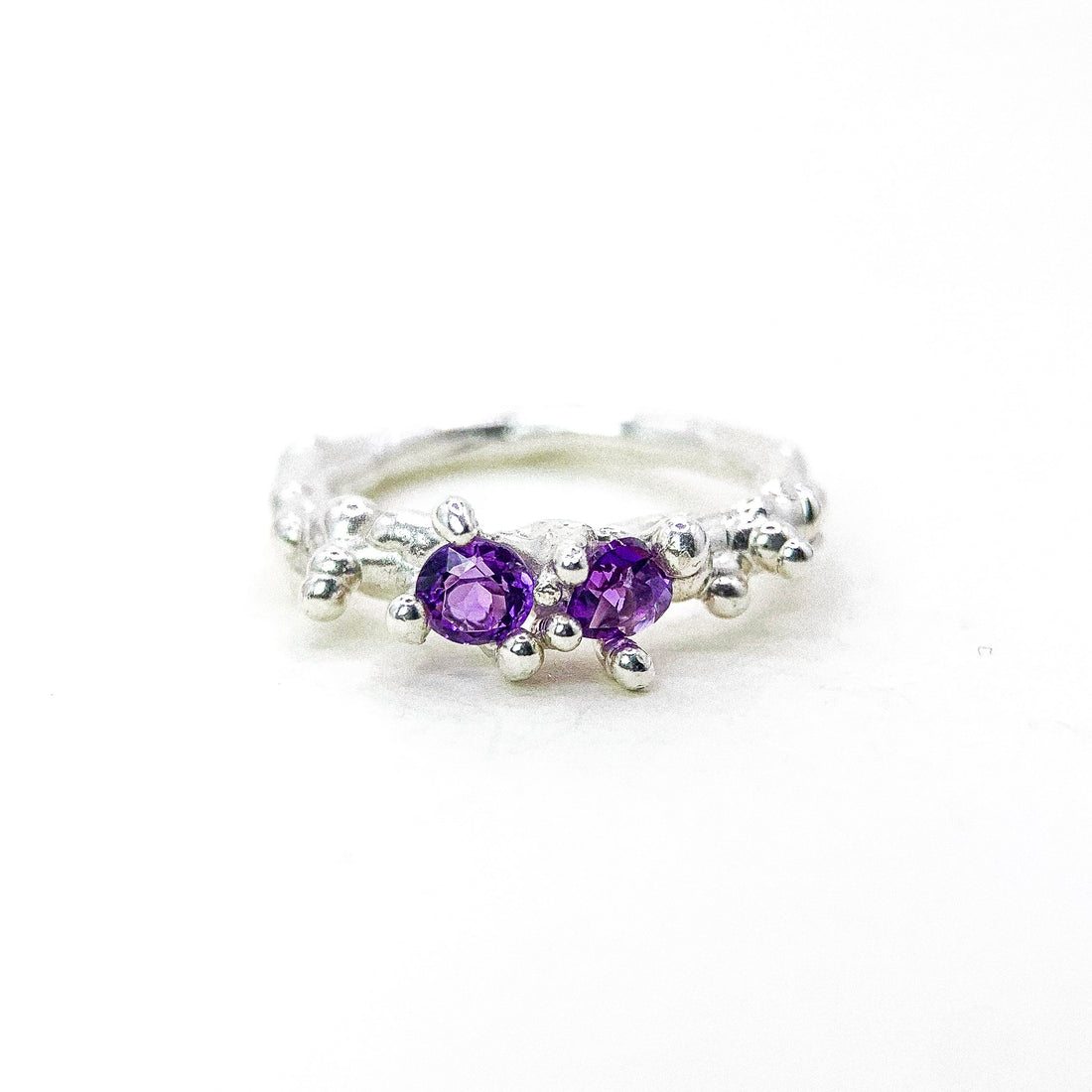 Round Amethyst Silver Ring