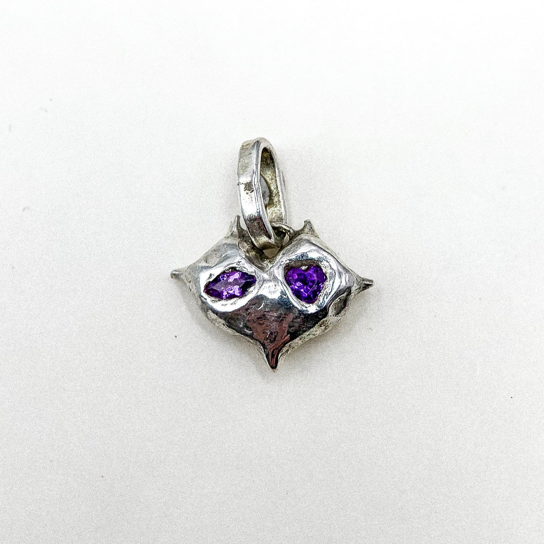 Amethyts Heart Silver Pendant