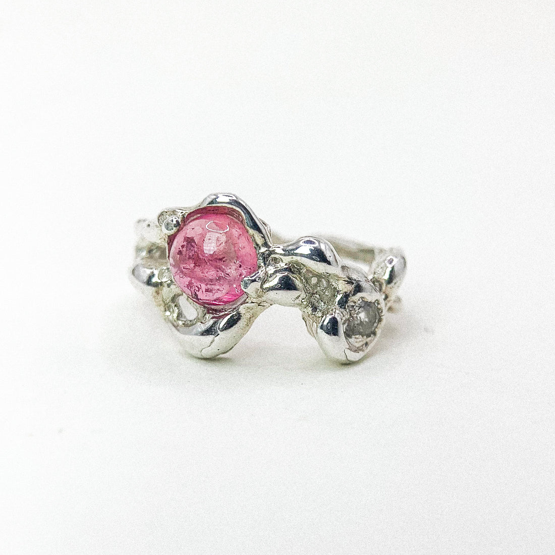 Pink Tourmaline Silver Ring