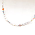 Multi Gem and Bar Pearl Silver Necklace — detail view
