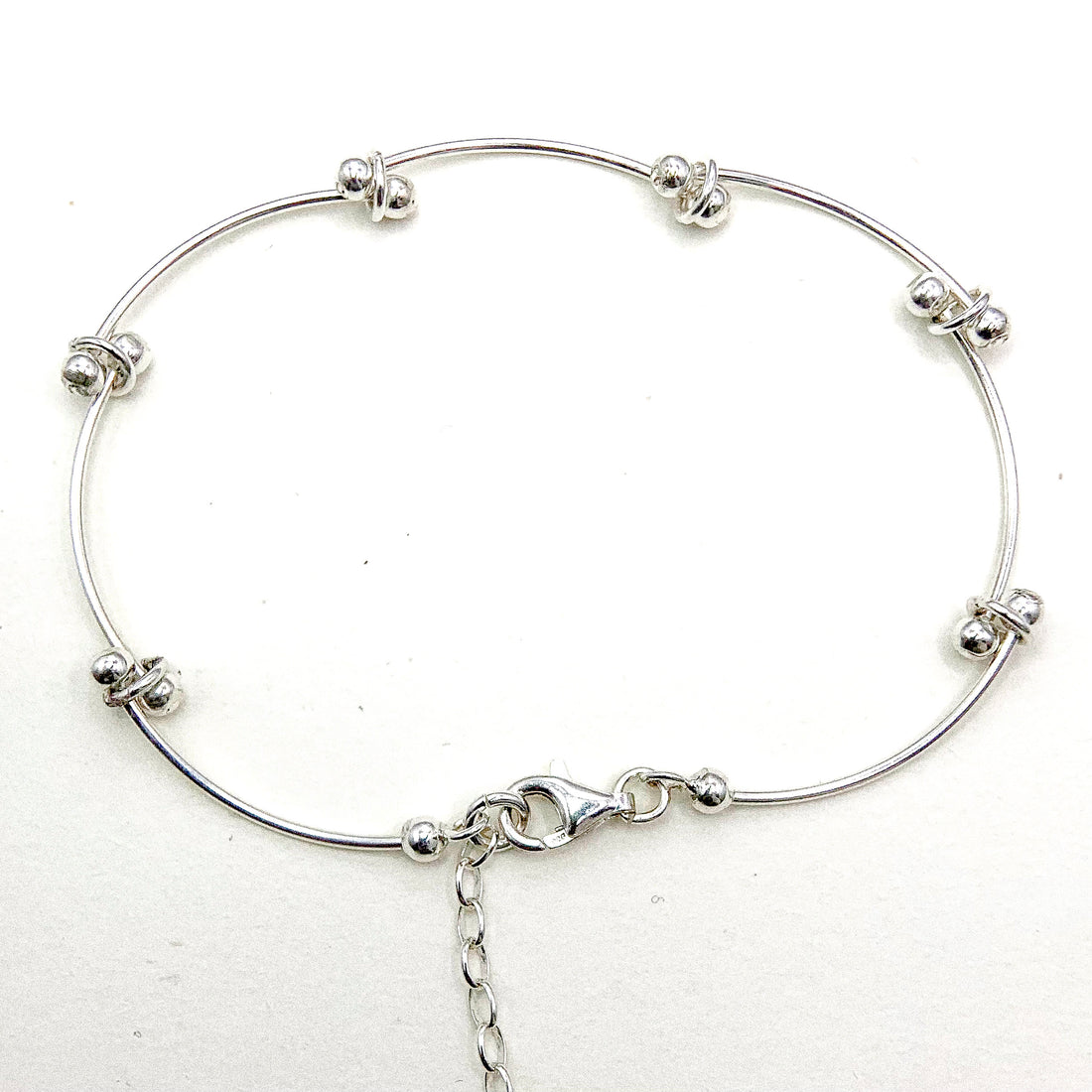 Multi Curve Line Ball Silver Bracelet