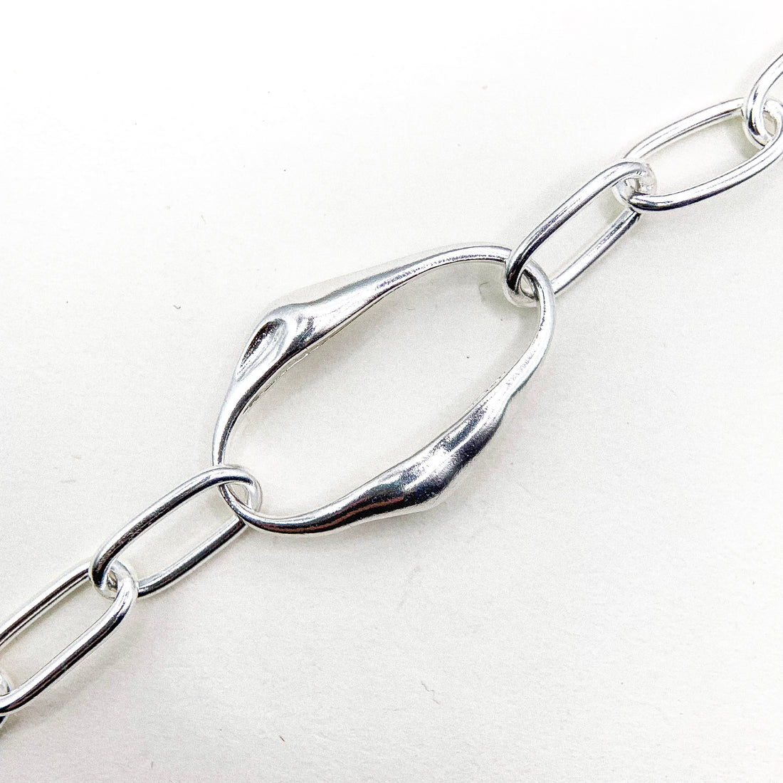Big Chain Circle Pole Silver Br Chain Bracelet