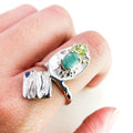 Emerald and Peridot Silver Ring — detail view