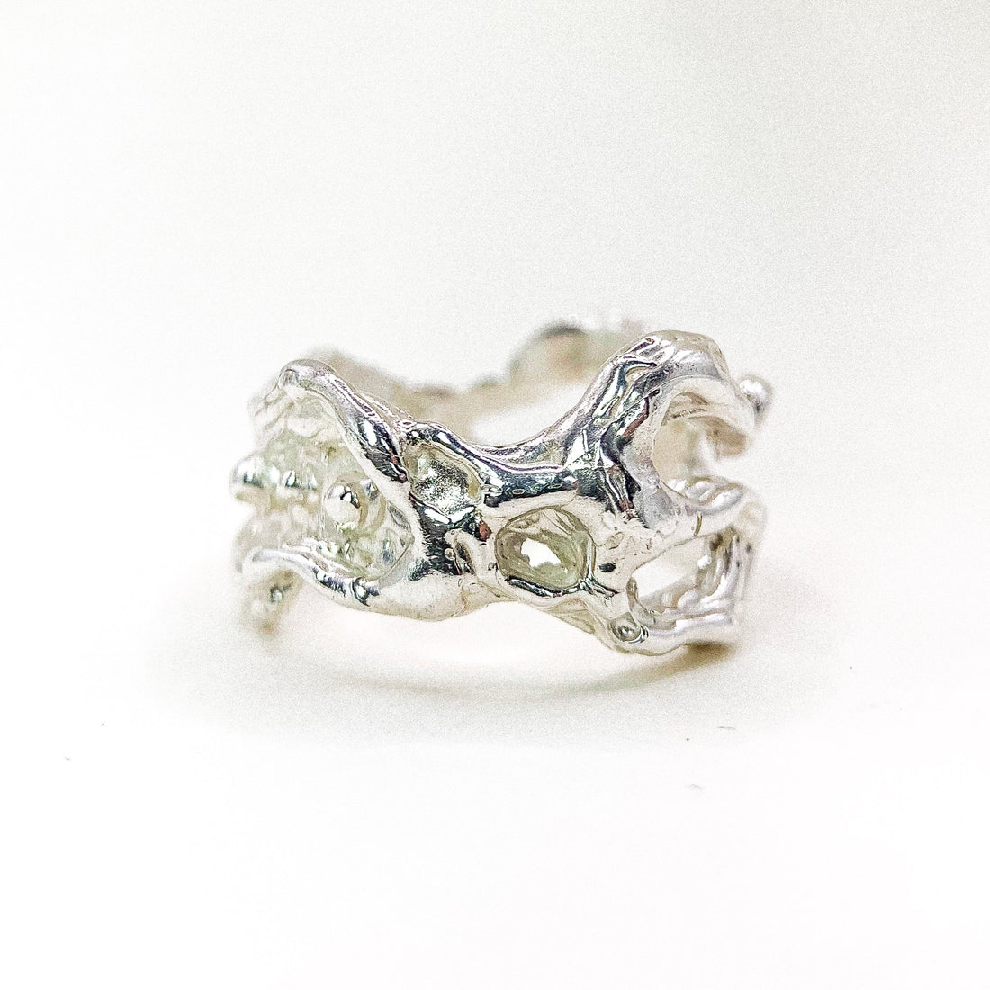 Organic Skull Texture Silver Ring