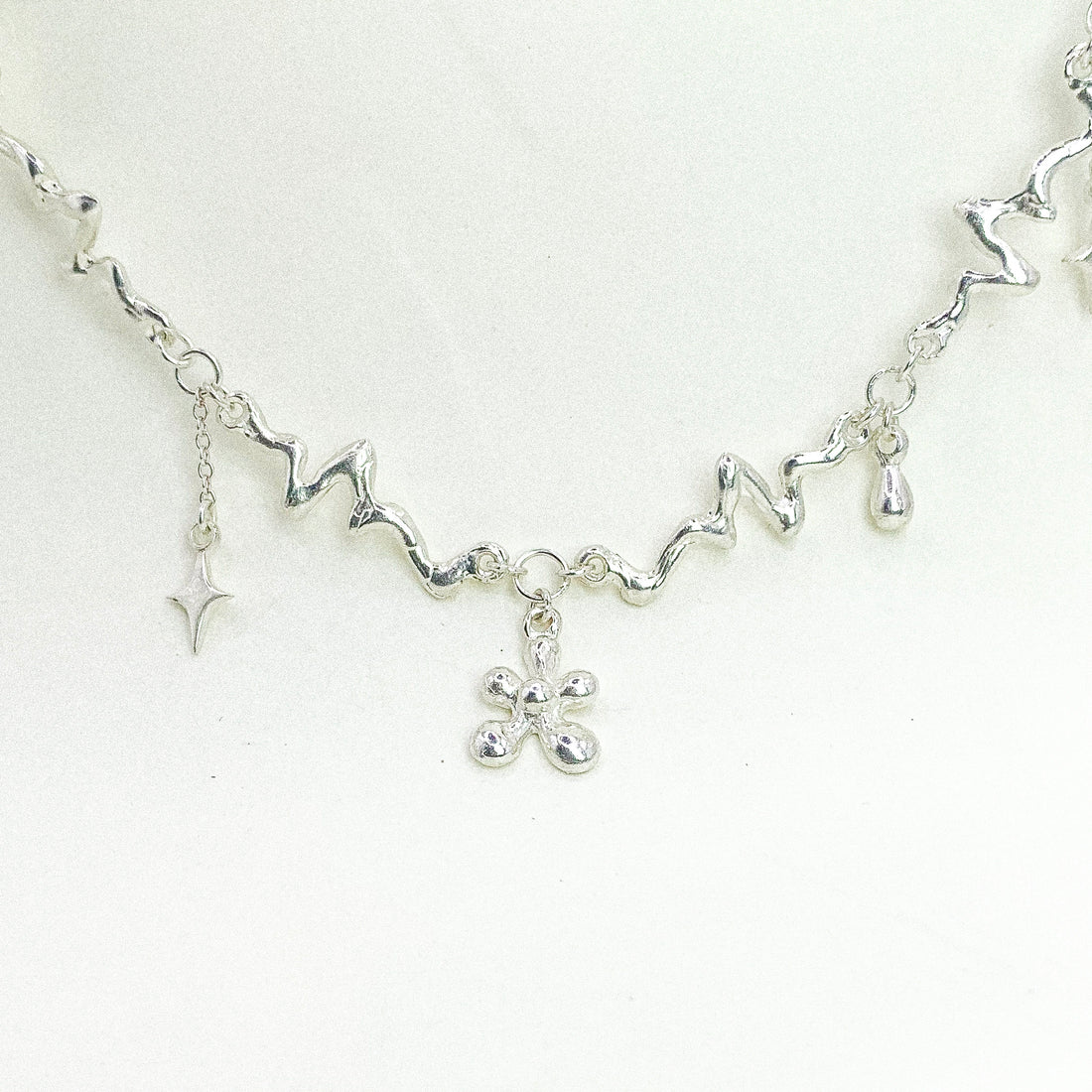 Flower Bubble Silver Necklace
