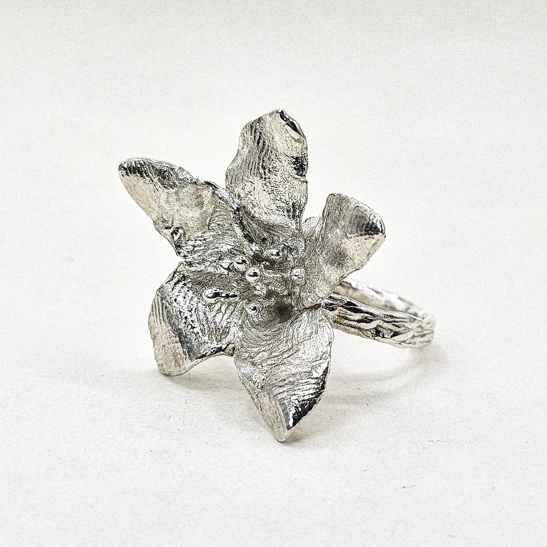 Big Flower Silver Ring