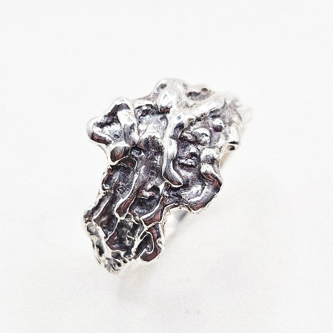 Brutalist Wave Silver Ring