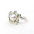Pearl Flower Silver Ring — detail view