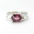 Garnet Four Claw Silver Ring