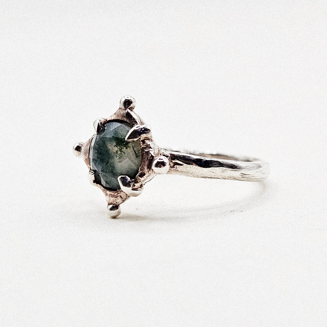 Moss Agate Silver Ring