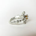 Citrine Flower Silver Ring — detail view