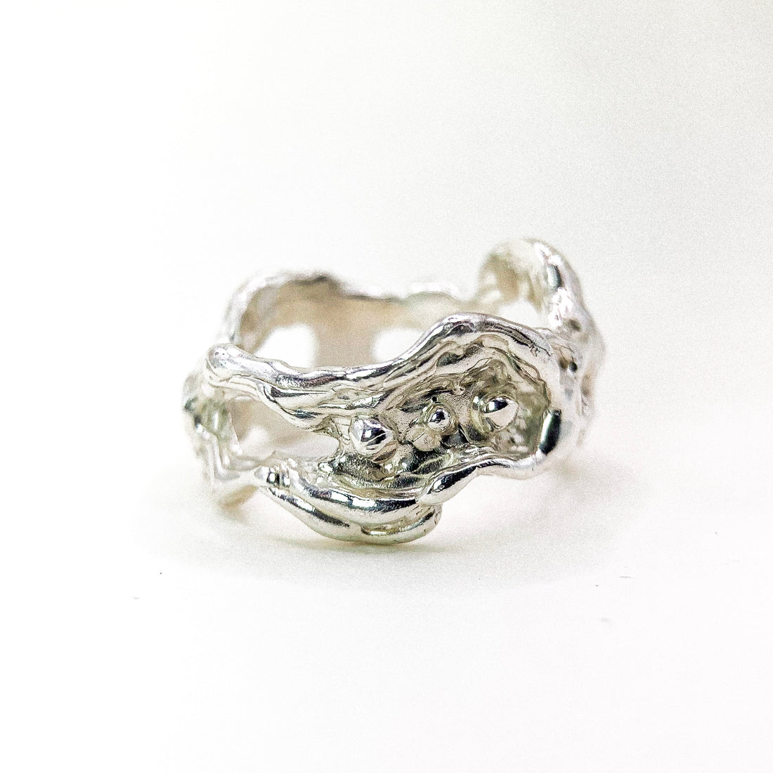 Organic Skull Texture Silver Ring