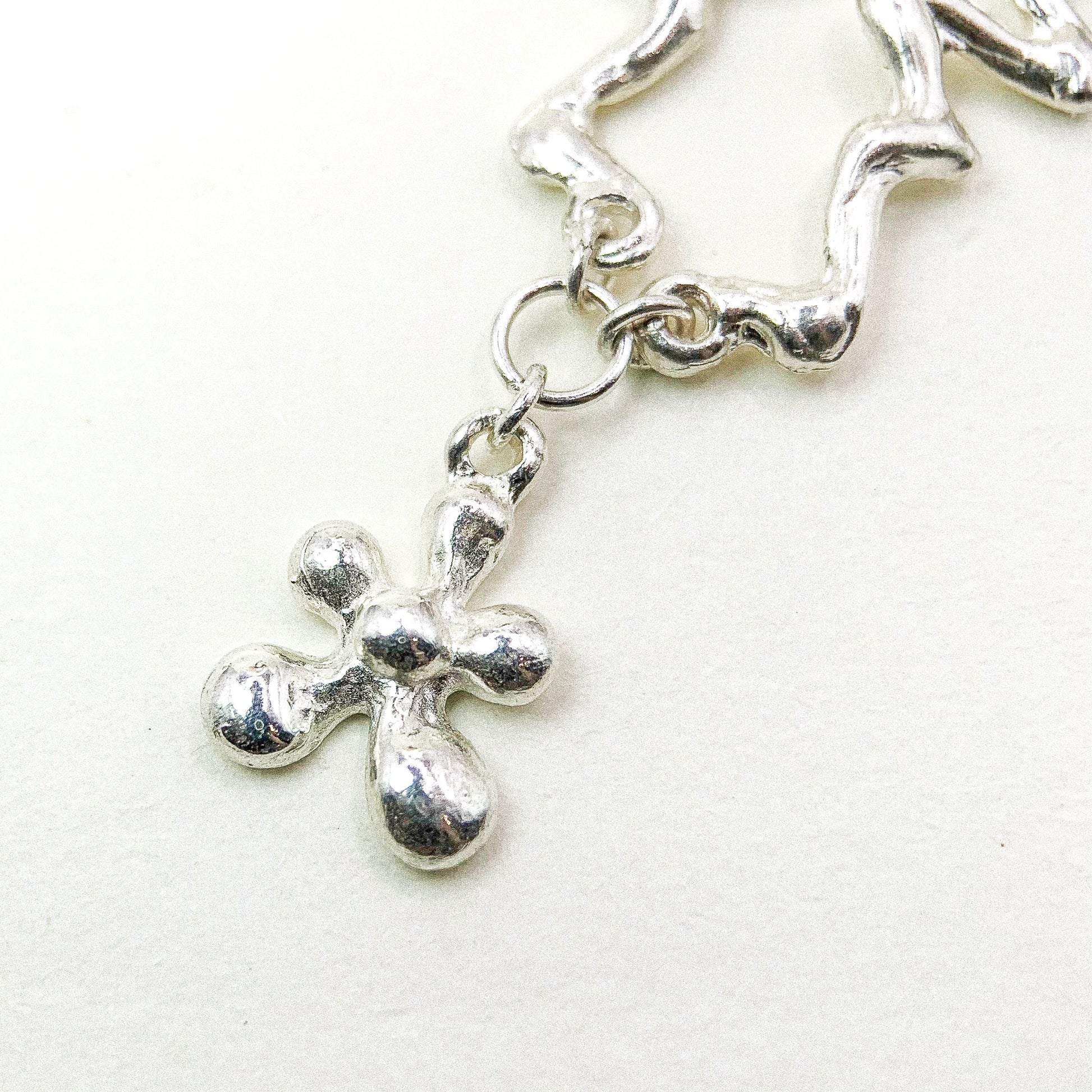 Flower Bubble Silver Necklace — detail view