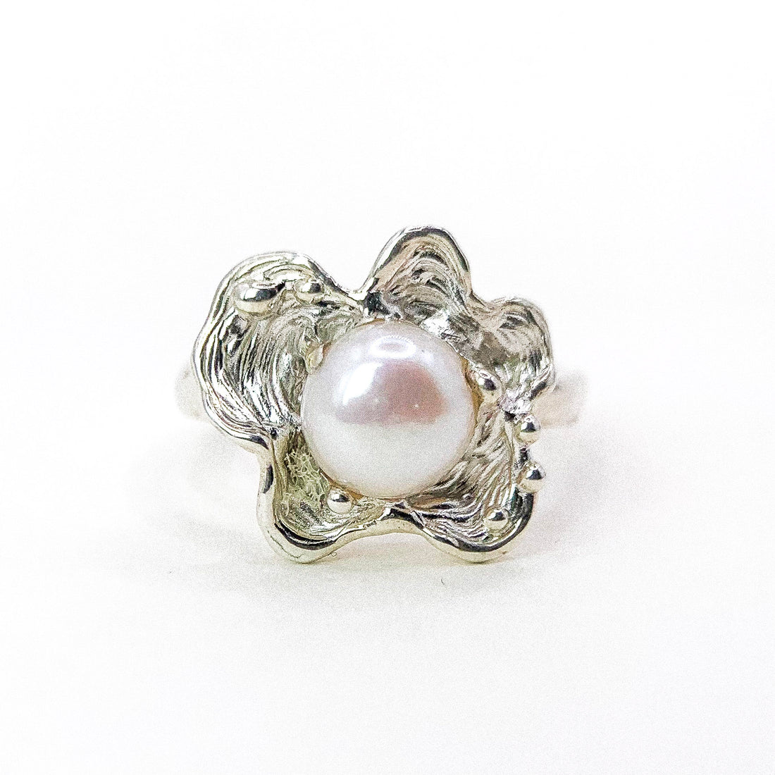 Pearl Flower Silver Ring