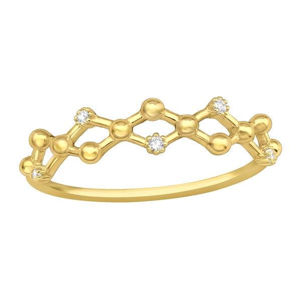 Bee Square Gem Gold Plate Silver Ring — Gold Plated
