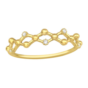 Bee Square Gem Gold Plate Silver Ring — Gold Plated