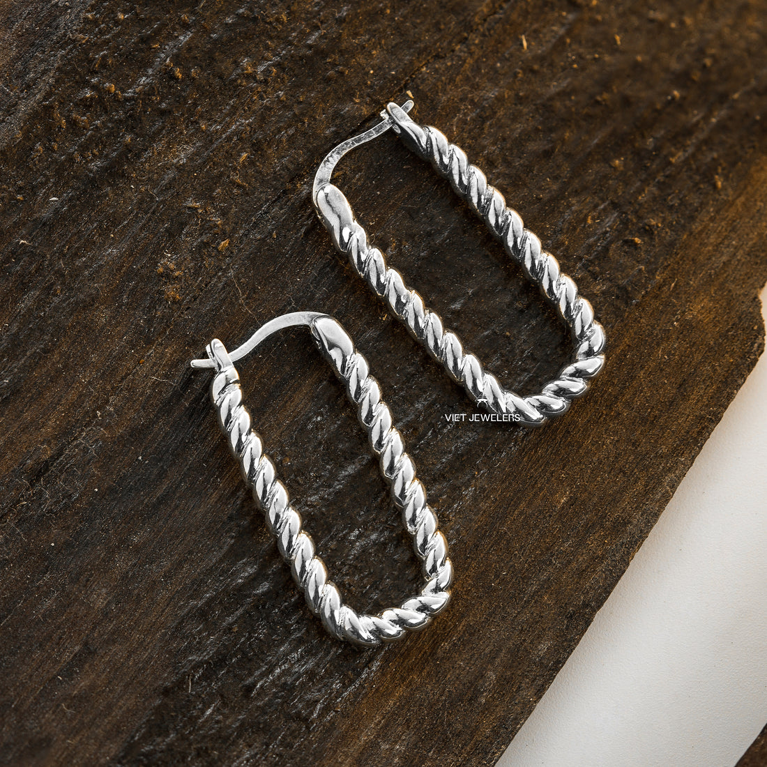 Rectangle Braid Ear Hoop