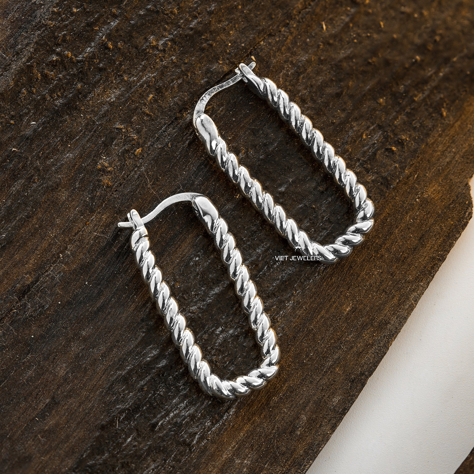 Rectangle Braid Ear Hoop
