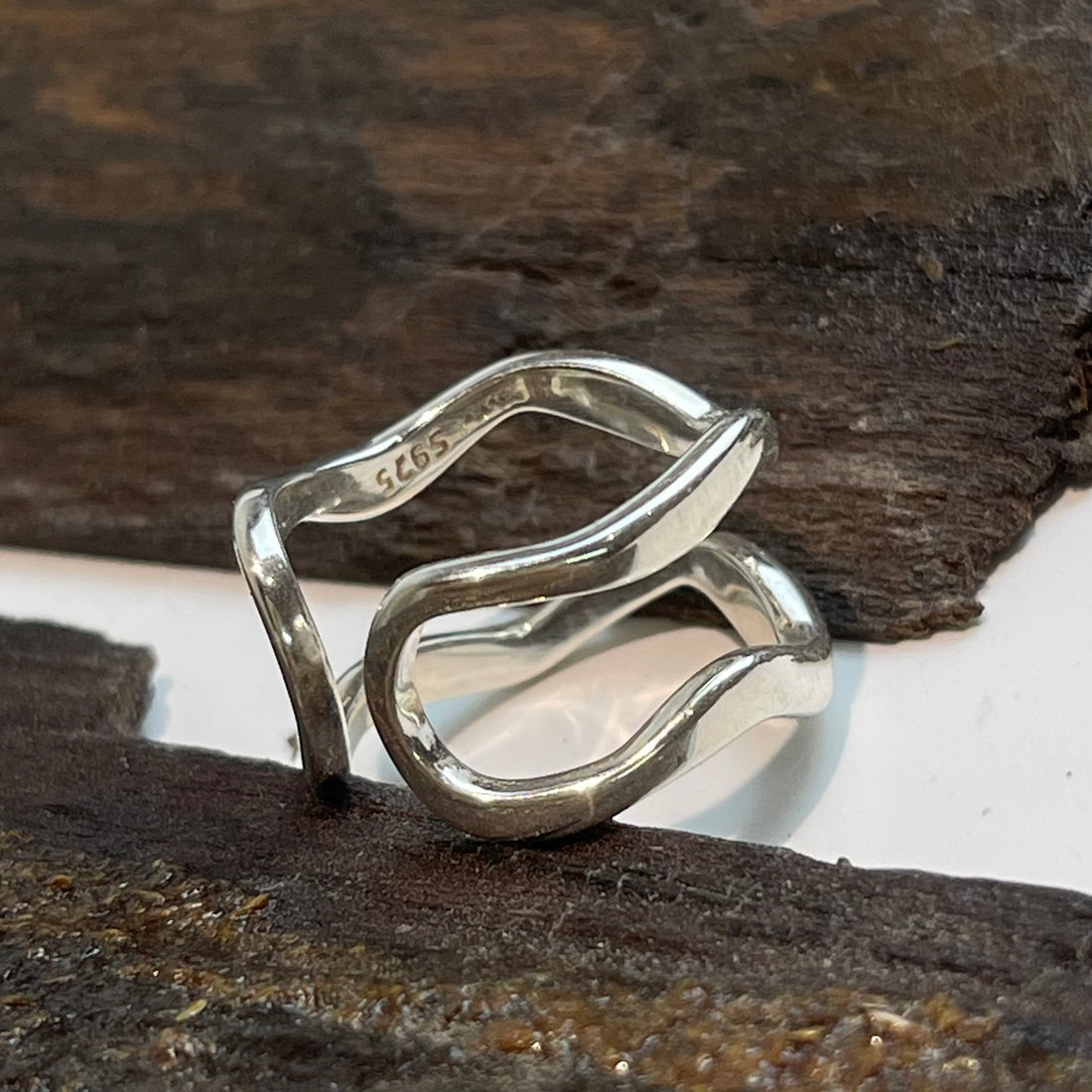 Double Zig Zag Line Silver Ring